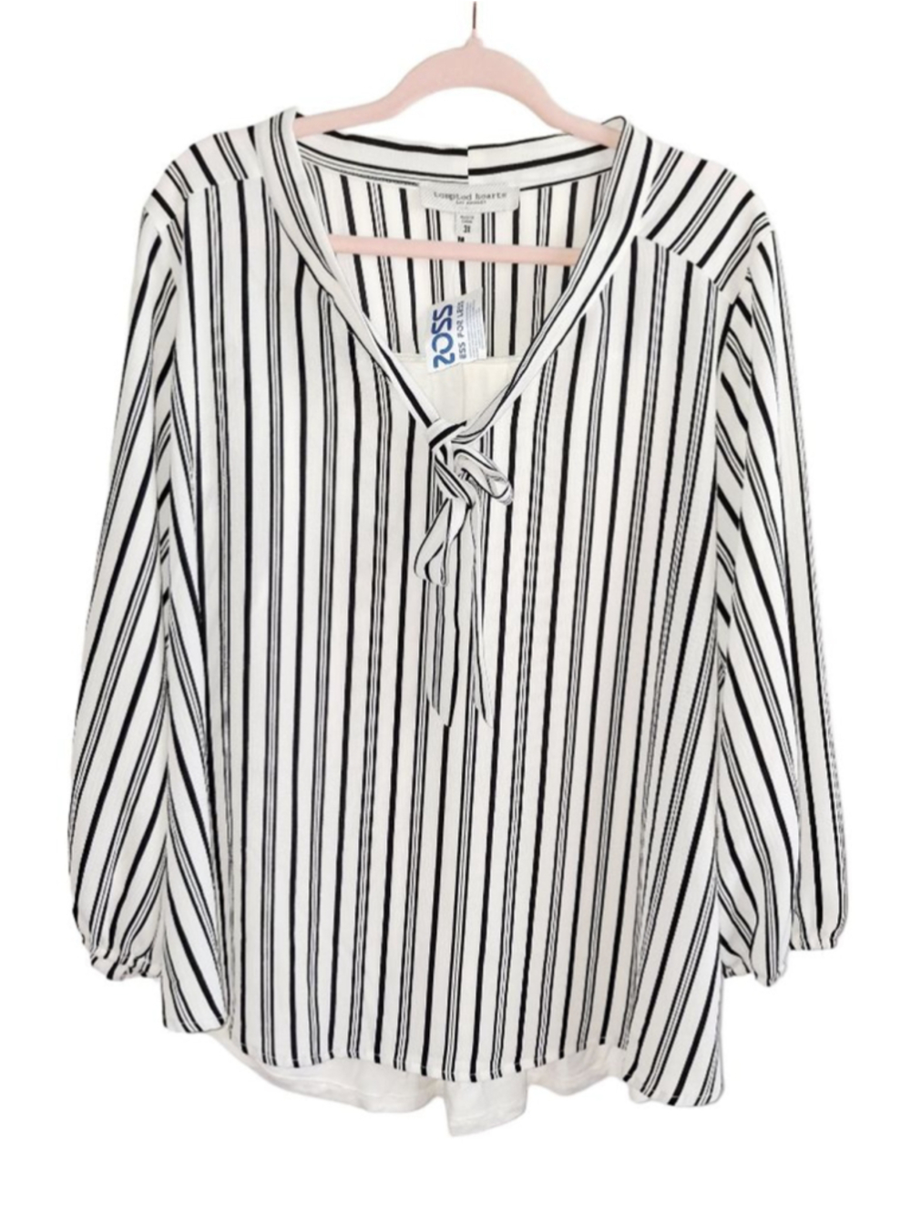 Tempted Hearts Plus Size 3X White and Black Striped Blouse office core